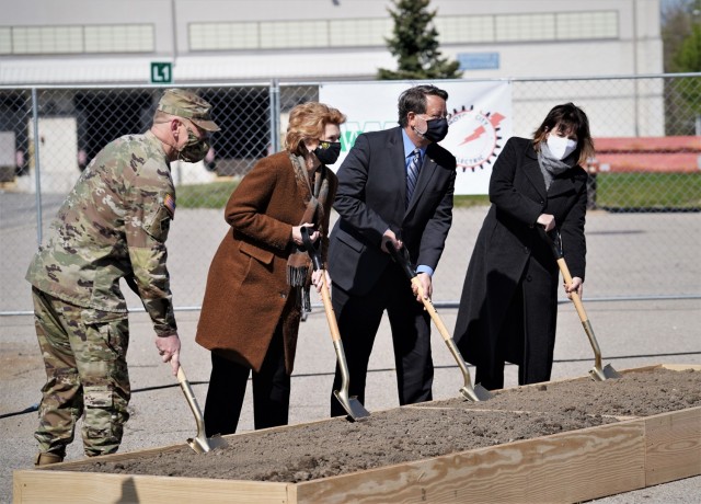 U.S. Senators from Michigan, Debbie Stabenow (center, left) and Gary Peters, join Maj. Gen. Darren Werner, commander of the Tank-automotive and Armaments Command and senior commander of Detroit Arsenal, along with Detroit Arsenal Garrison Manager...