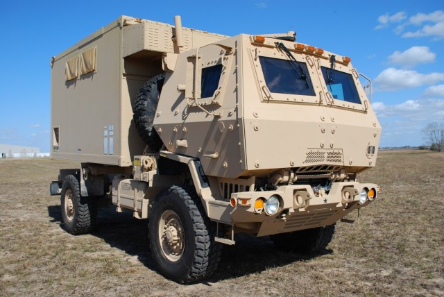 Army Futures Command engineers connected two Medium Tactical Vehicles customized with controls that allow engines to turn on and off automatically according to power requirements, thus requiring less fuel. 