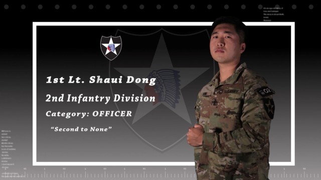 1st Lt. Shaui Dong, 2nd Infantry Division, is the winner of the 2021 Eighth Army Best Warrior Competition Officer category. (U.S. Army graphic by 20th Public Affairs Detachment)