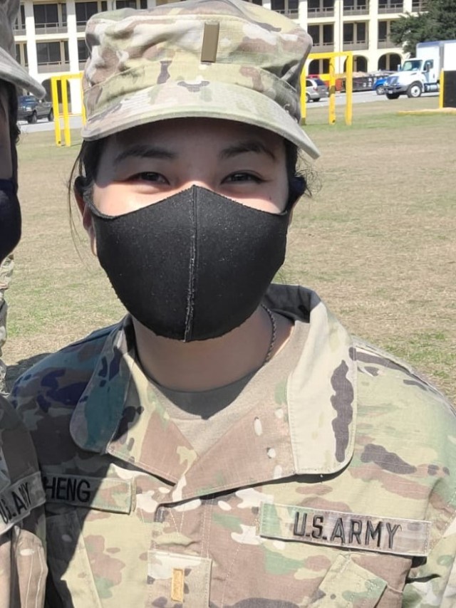 U.S. Army 2nd Lt. Pauline Heng, previously a mechanic in 1-2 Stryker Brigade, graduates from Officer Candidate School at Ft. Benning, Georgia in March 2021.