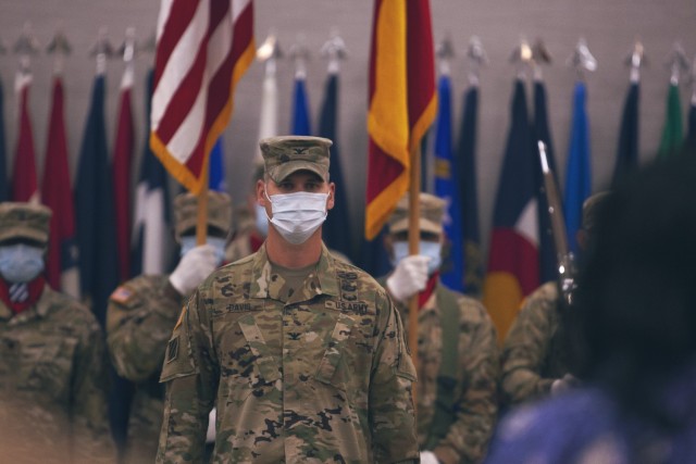 Col. William (Lee) Davis, incoming brigade commander, stands in front of the 3rd Infantry Division Artillery formation at the conclusion of a change of command ceremony May 13, 2021, at Fort Stewart’s Club Stewart. Davis assumed command from...