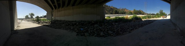 A panographic view of the section of the Los Angeles River construction project managed by the U.S. Army Corps of Engineers Los Angeles District, May 4, 2021, in Glendale, California. The Corps manages projects along 226,000 square miles of...