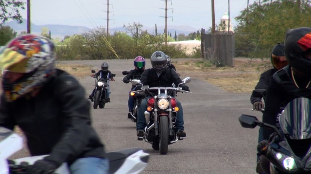 Fort Huachuca, Ariz. motorcycle riders depart post to go on the Buffalo Soldier Motorcycle Safety Ride.
