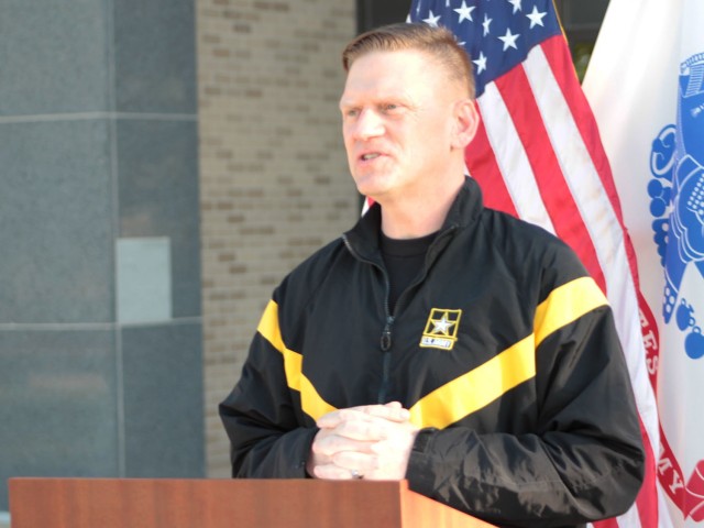 Maj. Gen. Darren Werner, Commanding General U.S. Army Tank-automotive and Armaments Command, provided opening remarks for a run/walk event at the Detroit Arsenal, Michigan, to wrap-up the Army Emergency Relief donations period on May 14.  The AER...