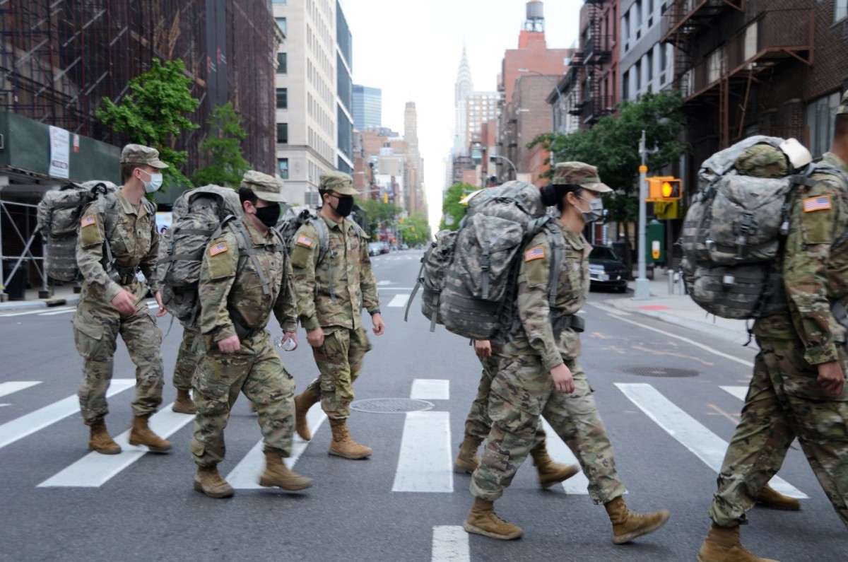 National Guard medics ruck across New York City for weekend training