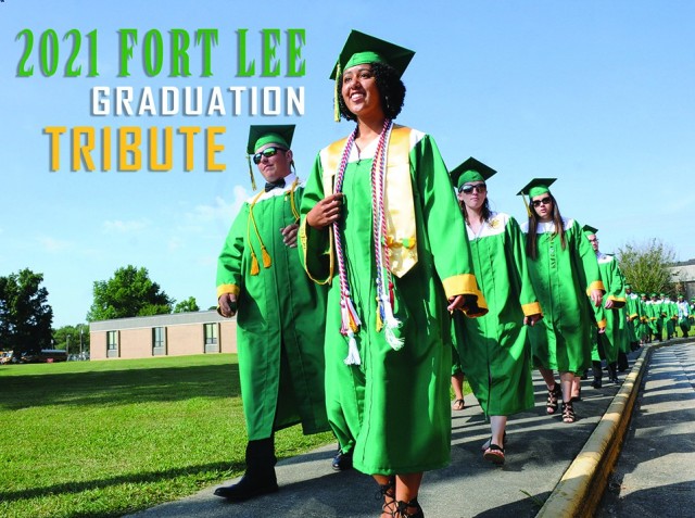 Prince George High School graduates-to-be head into the athletic stadium for the school's 65th commencement exercises June 16, 2018. The Fort Lee Public Affairs Office welcomes photo submissions from all high schools -- including those...