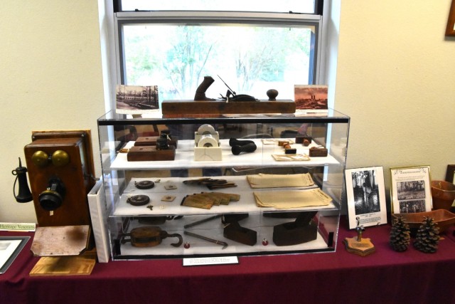 Artifacts found on and around Fort Polk on display at the Fort Polk cultural resource office.
