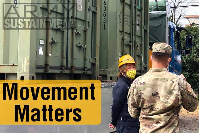 Sgt. Miguel Yap, Movements NCO, 623rd Movement Control Team, validated a unit deployment list and received equipment from Japanese commercial transportation assets at Camp Kengun, Japan in support of Yama Sakura-79 bilateral exercise on Nov. 16, 2020. 