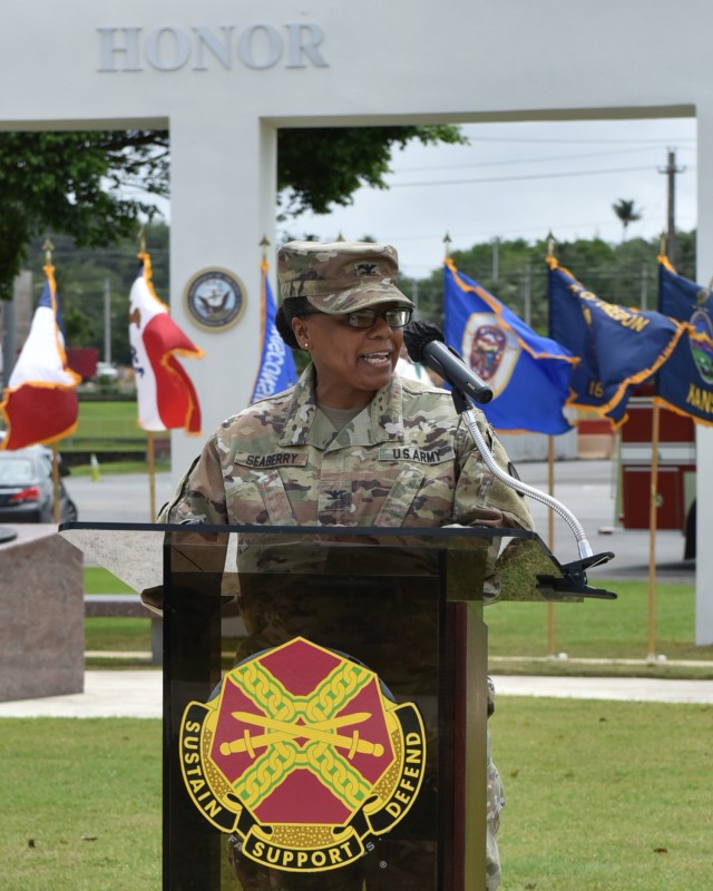 During her first remarks as Garrison Commander, Col. Tomika M. Seaberry said, after thanking all the attendees, “The Seaberry’s humbly take the torch and we will continue to build and lead the Garrison with dignity and respect… I am looking...