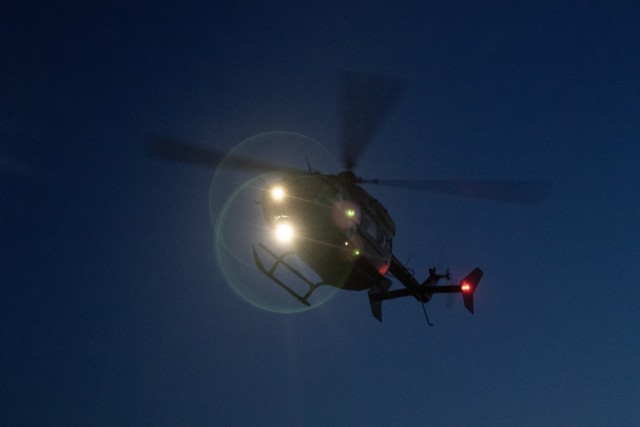 National Guard helicopters train on evacuations with local hospital