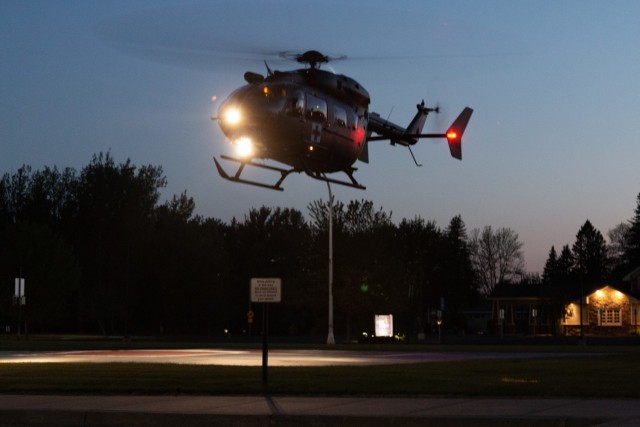 National Guard helicopters train on evacuations with local hospital