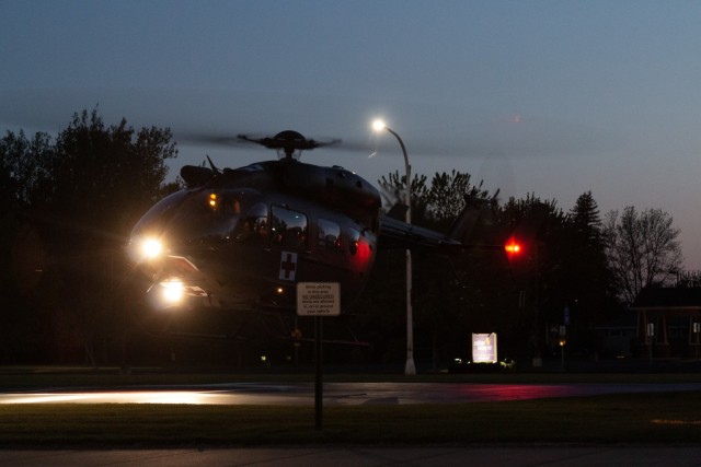 National Guard helicopters train on evacuations with local hospital
