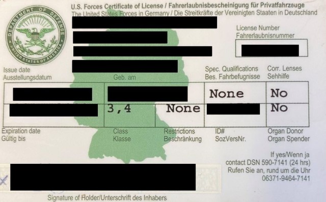 USAREUR-AF Driver's license