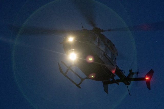 National Guard helicopters train on evacuations with local hospital