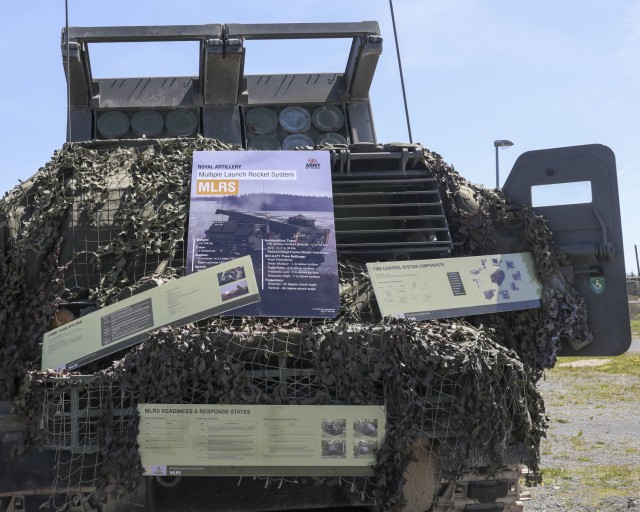 The 26th Regiment Royal Artillery of Her Majesty’s Armed Forces’, M270 Multiple Launch Rocket System is on display as part of the Dynamic Front 21 Academics Day, at Vilseck Army Air Field, Germany, May, 09, 2021. Dynamic Front 21 includes...