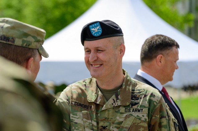 Col. Jason Condrey bid farewell to U.S. Army Garrison Stuttgart after nearly two years in command.
