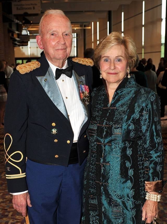Retired Col. Ralph Puckett with wife Jeannie celebrating his 90th birthday, December 2016. 