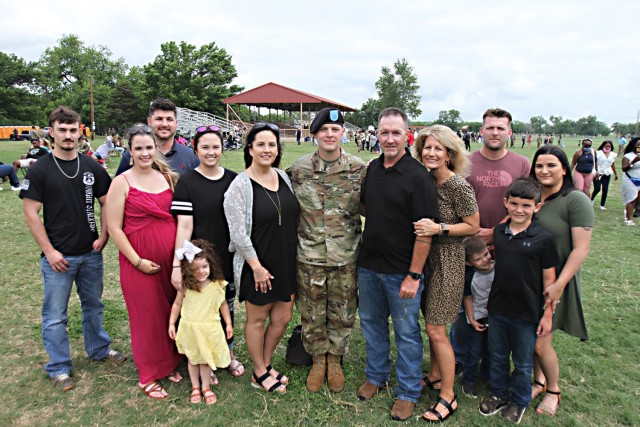 Pvt. Cody Stroup stayed at home for basic combat training. The native of Bokoshe, Oklahoma, will also remain at Fort Sill for advanced individual training to learn the skills of a 13M Multiple Launch Rocket System specialist.