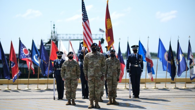 Transportation experts hold a Change of Command ceremony at Joint Base Charleston