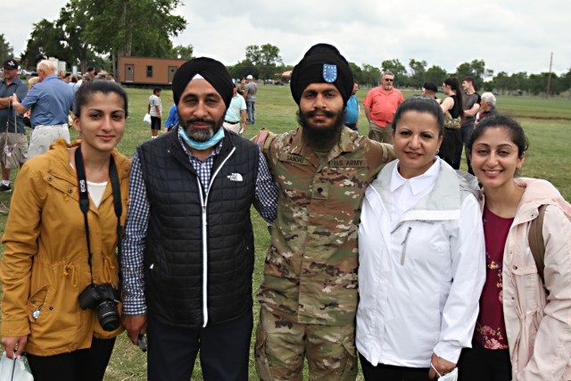 Spc. Manjinder Sandhu’s family may have travelled the furthest for his basic combat training graduation at Fort Sill, Oklahoma, as they are from Puyallup, Washington. Sandhu has a full plate of military training next as he will first go to the Defense Language School in Monterey, California, before heading to Fort Huachuca, Arizona, to become a 35M Human Intelligence Collector.
