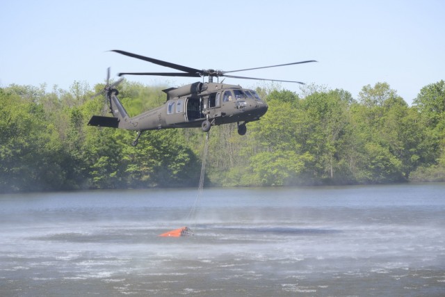 Pennsylvania helicopter crews practice using water buckets