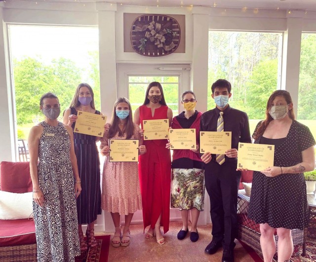 Pictured from left to right: Kimberly Moltz, Fort Polk Spouses’ Club scholarship chair, and scholarship winners Sierra Johnson, Katelynn Furlow, Ashley Gorrell, mother of Dominic Ross (not pictured), James Joshua Cole and Jenna Wood.