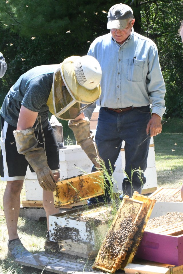 Veterans and active-duty service members toured the bee farm and workshop at Churchill Farms in Watertown on May 24, and received hands-on instruction in bee farming. The tour was made possible through Cornell Cooperative Extension of Jefferson...