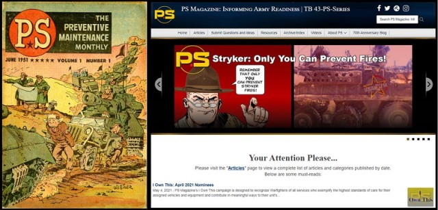 Seven decades of PS Magazine: the first issue, June 1951 (left) and its current website (right). 