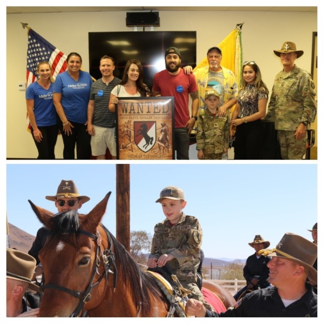Eight-year-old Carson Gardner, five of his family members and two representatives from Make a Wish spent most of the day with the 11th Armored Cavalry Regiment, where he had the opportunity to view various pyrotechnic simulations and artillery...