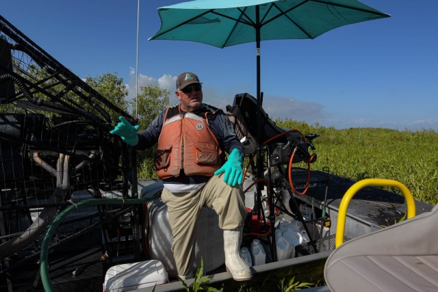 Applied Aquatics, licensed applicator, Jeff Smith talks about the Spray Tracking Device that was outfitted to some of the airboats piloting program for Florida Fish and Wildlife, the U.S. Army Corps of Engineers and the Florida Water Management...