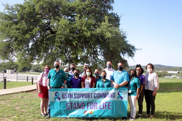 The suicide prevention training team pause for a photo during the Stand for Life training event at Camp Bullis, Texas, May 11, 2021. SFL is an Army Reserve interactive suicide prevention training program that trains and prepares Soldiers and Army Civilians, as suicide prevention liaisons, to train and support their local units and Commanders in the event of suicidal ideations or suicide-related events.
(U.S. Army Reserve photo by Anthony L. Taylor)