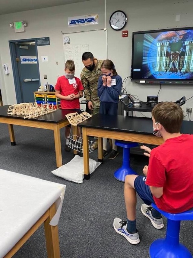 TAM's Deputy Commander MAJ Ramirez at STARBASE Academy