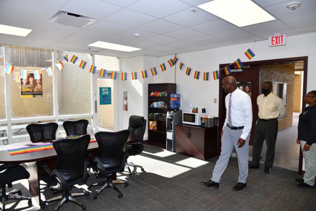 After the ribbon-cutting ceremony that marked the official opening of the U.S. Army Medical Center of Excellence (MEDCoE) Diversity, Equity and Inclusion (DEI) Center on June 2, 2021 on Joint Base San Antonio-Fort Sam Houston, MEDCoE Soldiers and Civilians took a tour of the facilities.