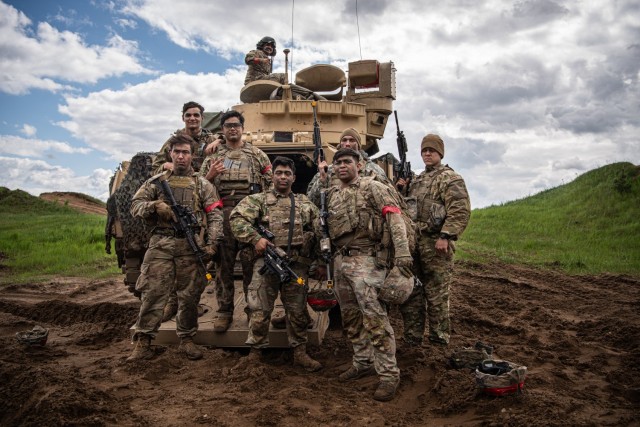 2nd Battalion, 8th Cavalry Regiment, 1st Armored Brigade Combat Team infantrymen pose at the end of rapid integration training in preparation of the force-on-force portion of the Exercise Iron Wolf in Rukla, Lithuania, May 25. 2nd Batt. 8th Cav....