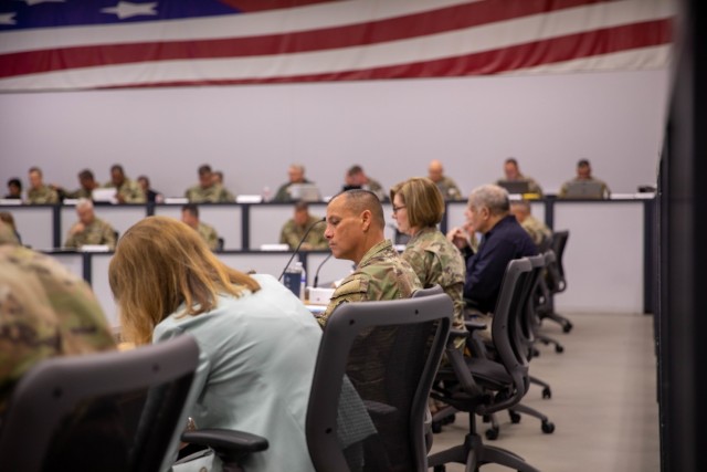 Lt. Gen. Laura J. Richardson (center/right), U.S. Army North commander; Command Sgt. Maj. Phil K. Barretto, ARNORTH senior enlisted leader (center/left); Mr. Damon Penn, Federal Emergency Management Agency Office of Response and Recovery response...