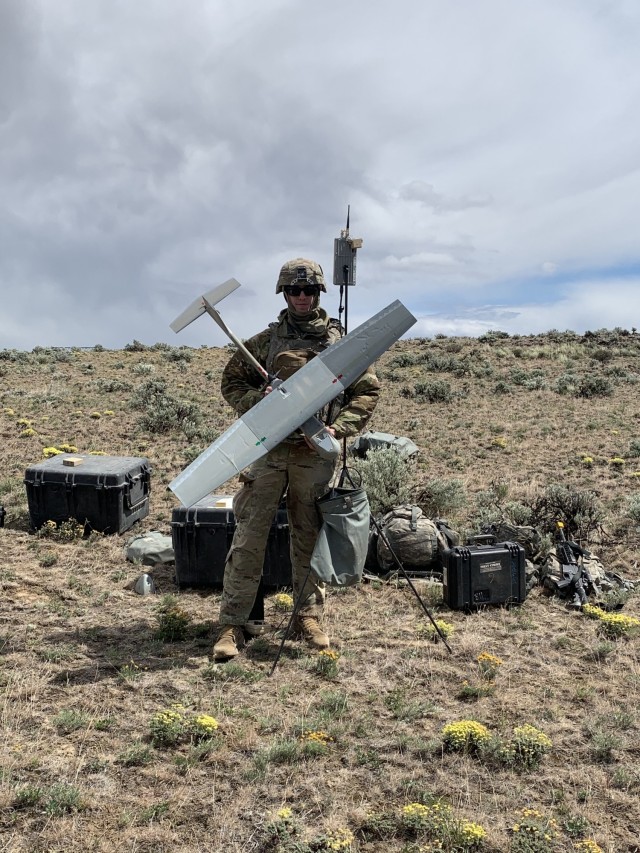 Montgomery Holds an Unmanned Drone