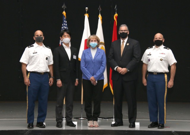 Key leaders stand for a group photo during the Bilateral Senior Engineer Conference, June 2 at Yokota Air Base, Japan. From left to right: Col. Don Nestor, U.S. Forces Japan, J-9 Command Engineer;  Dr. Hayato Moro, Director of U.S Facilities...