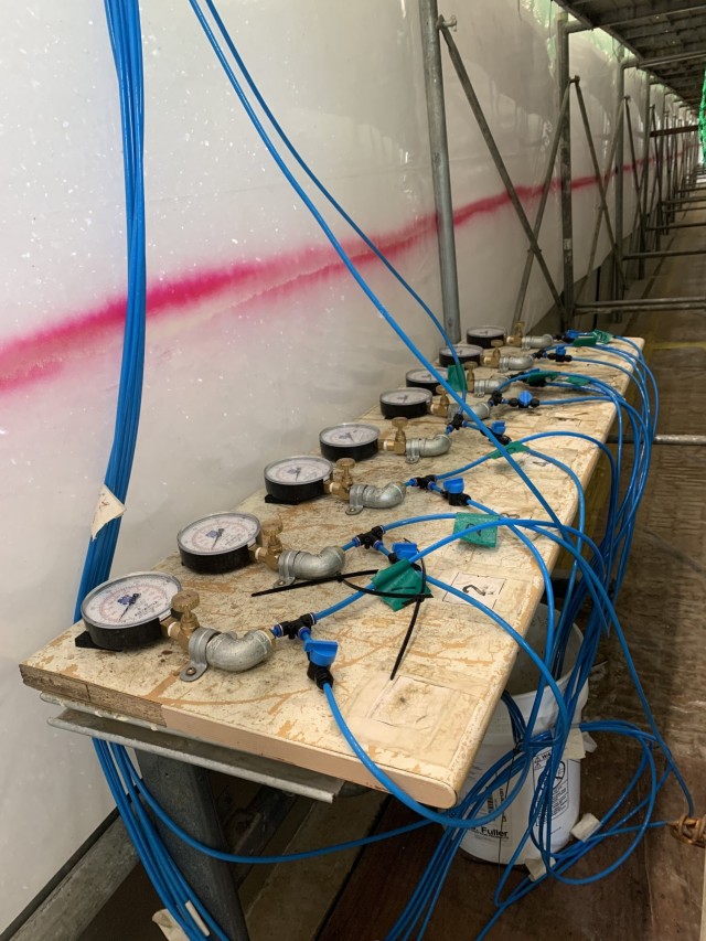 After the test, the foam dissipates within 24 hours, then the foam is cleaned by a floor-cleaning machine, collected into a storage tank, transferred into a vacuum tanker truck, and transported to a waste treatment plant for disposal.