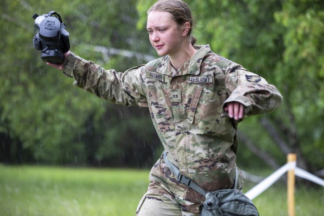 Cadets from Cadet Field Training’s 3rd Company conducted Chemical, Biological, Radiological and Nuclear equipment familiarization training as a part of Cadet Summer Training at West Point May 29.(U.S. Army photo by Sgt. Gregory Muenchow)