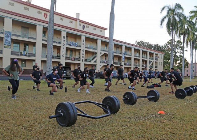 Future Soldiers with the Hawaii Recruiting Company execute the Army Combat Fitness test as part of the 25th Infantry Division hosted Army National Hiring Days 2021 event on Schofield Barracks, Hawaii, June 7, 2021. The Future Soldiers and...