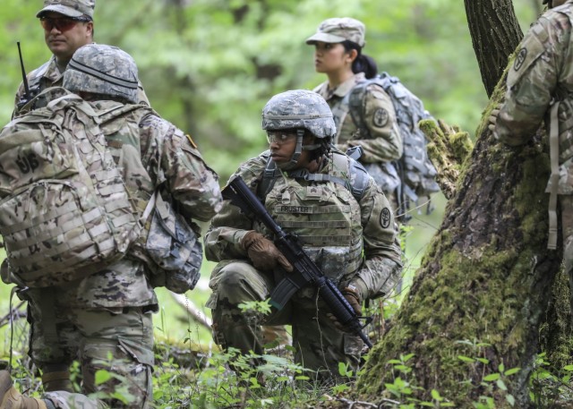 U.S. Army Sgt. Kerri Fruster, orthopedic specialist, Landstuhl Regional Medical Center, conducts security operations during Operation Courageous Fury, a joint training exercise designed to assess medical operations in Germany at Landstuhl Regional...