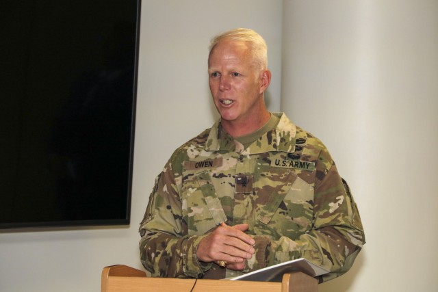 Brig. Gen. Paul E. Owen, commander of the U.S. Army Corps of Engineer South Pacific Division, details the exceptional performance of the South Pacific Border District during the district’s change of command ceremony in Phoenix, Arizona, June 10....