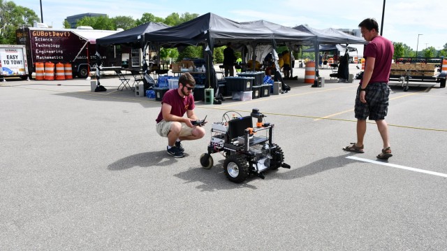 Engineering students from Gannon University, Erie, Pennsylvania, demonstrate their proficiency in robotics and autonomy on the final day of the Intelligent Ground Vehicle Competition (IGVC) in Rochester Hills, Michigan, Jun. 7, 2021. The students were testing their vehicle in preparation to compete in the obstacle course at the U.S. Army GVSC sponsored competition.
