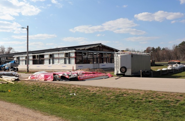 Construction of a fitness facility at the Fort McCoy running track is shown April 22, 2021, on the cantonment area at Fort McCoy, Wis. MDM Construction, headquartered in Rockford, Ill., is the contractor for the construction. They were awarded the...