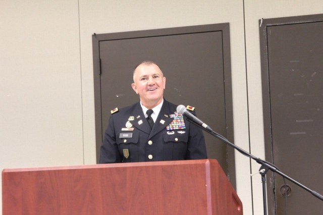 Garrison Commander Col. Michael Poss speaks to community members at the Memorial Day Prayer Luncheon on May 27, 2021, at Fort McCoy, Wis. The Religious Support Office organizes prayer lunches for both Memorial Day and Labor Day each year. (U.S....