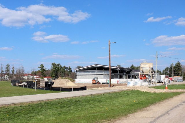 Construction of a fitness facility at the Fort McCoy running track is shown April 22, 2021, on the cantonment area at Fort McCoy, Wis. MDM Construction, headquartered in Rockford, Ill., is the contractor for the construction. They were awarded the...