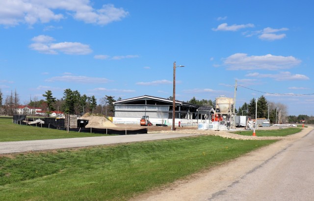 Construction of a fitness facility at the Fort McCoy running track is shown April 22, 2021, on the cantonment area at Fort McCoy, Wis. MDM Construction, headquartered in Rockford, Ill., is the contractor for the construction. They were awarded the...