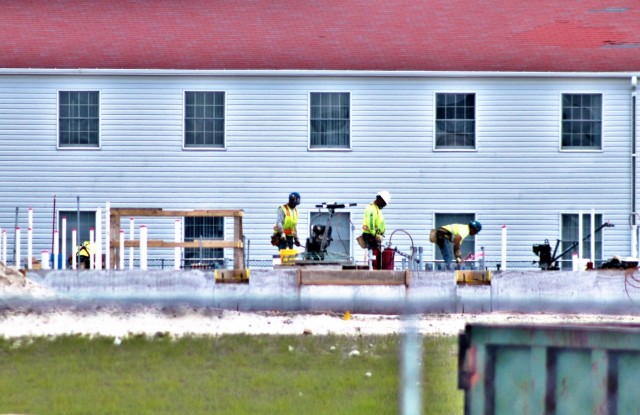 Infrastructure work is shown under way June 2, 2021, in the 1600 block of the cantonment area at Fort McCoy, Wis., for a second transient training troops barracks project. The second barracks $18.8 million barracks project was awarded to L.C....