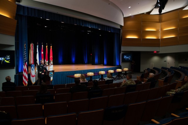 Army Chief of Staff Gen. James C. McConville provides remarks during the Army&#39;s 246th birthday cake-cutting ceremony at the Pentagon, Arlington, Va., June 14, 2021.