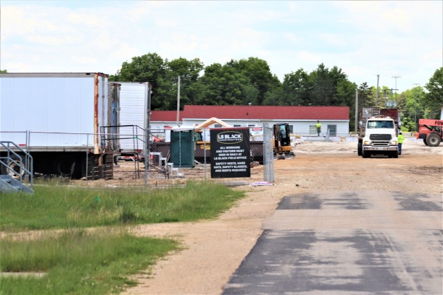 Infrastructure work is shown under way June 2, 2021, in the 1600 block of the cantonment area at Fort McCoy, Wis., for a second transient training troops barracks project. The second barracks $18.8 million barracks project was awarded to L.C....
